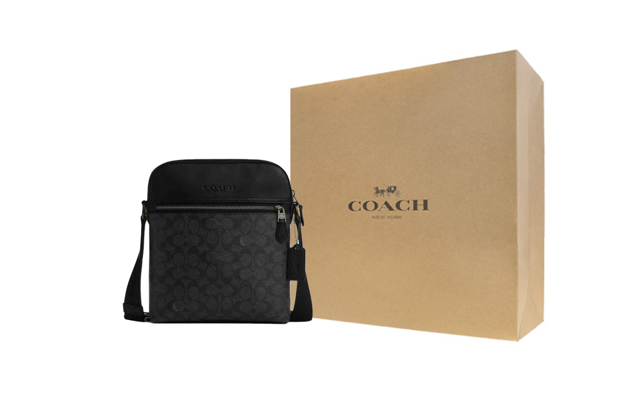 

COACH Хьюстон кожаная сумка через плечо кроссбоди мужская черная серая