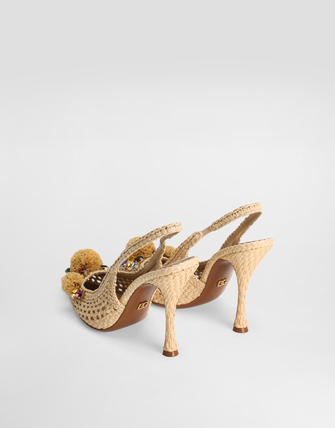 Слингбэк из рафии, связанный крючком, с камнями Dolce & Gabbana, мультиколор — фото 3