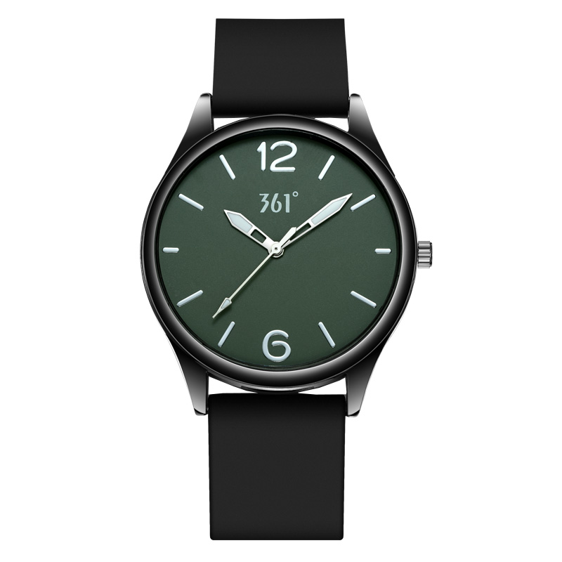 

361° Часы с кварцевым механизмом на силиконовом ремешке, унисекс, с зеленым циферблатом