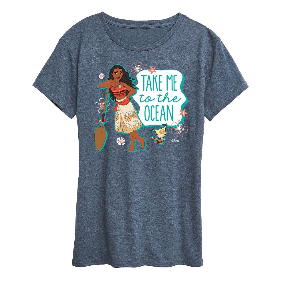 

Женская футболка Disney Princess Moana с рисунком океана, цвет Heather Blue