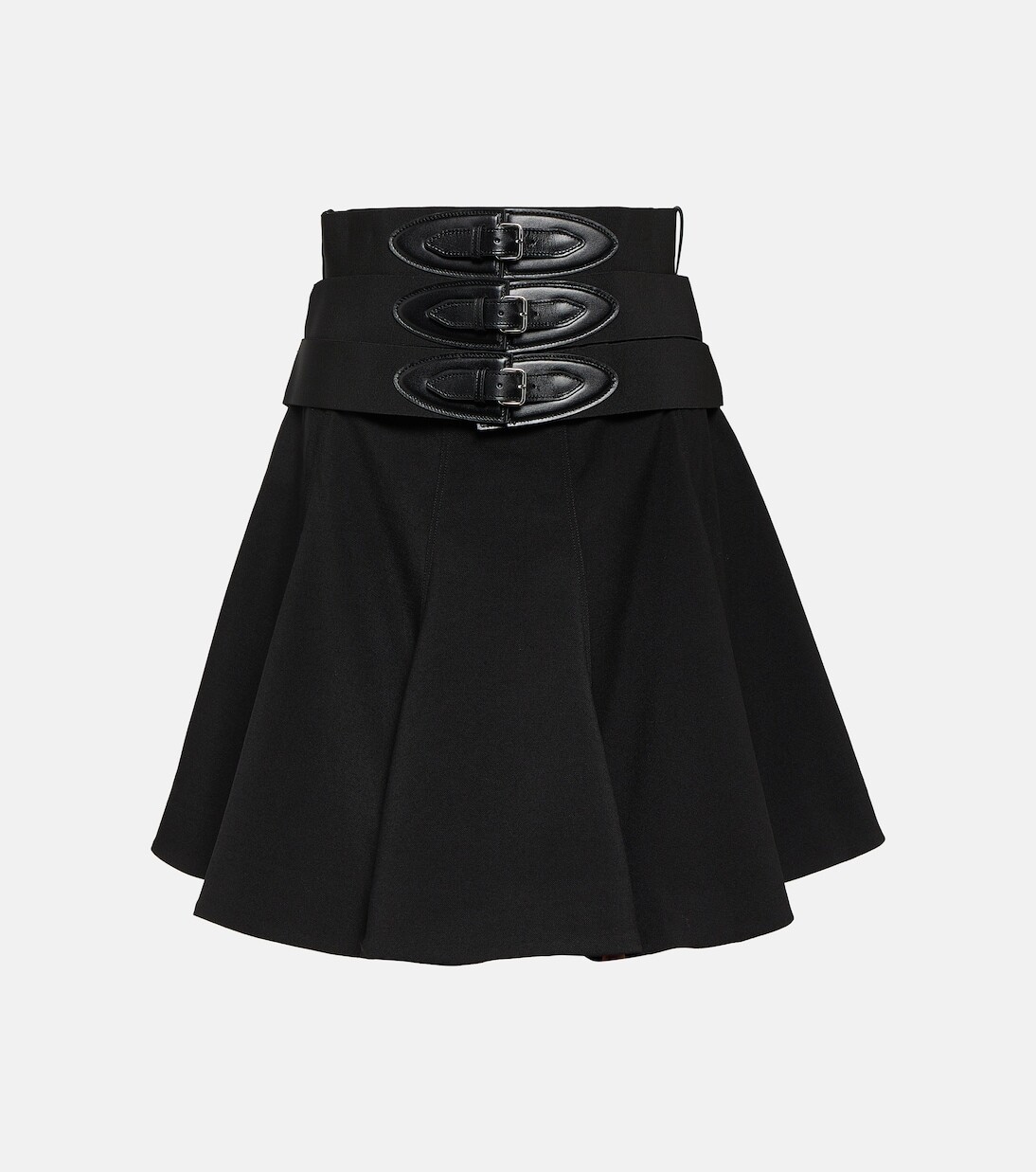 

Шерстяная мини-юбка с поясом Alaïa, черный