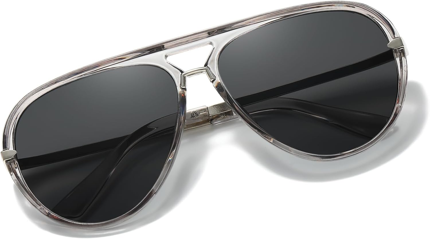 

Солнцезащитные очки-авиаторы LVIOE увеличенного размера для женщин и мужчин, модные солнцезащитные очки-щит с защитой от УФ-излучения UV400, квадратная оправа, A6 Clear Grey/Grey