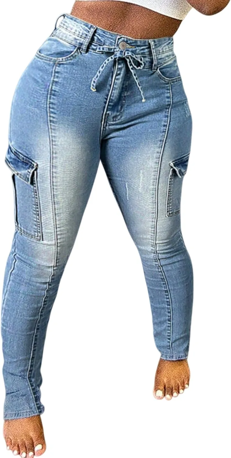 

Женские карго штаны Slim Fit High Waisted с завязками и карманами EXPJEAS