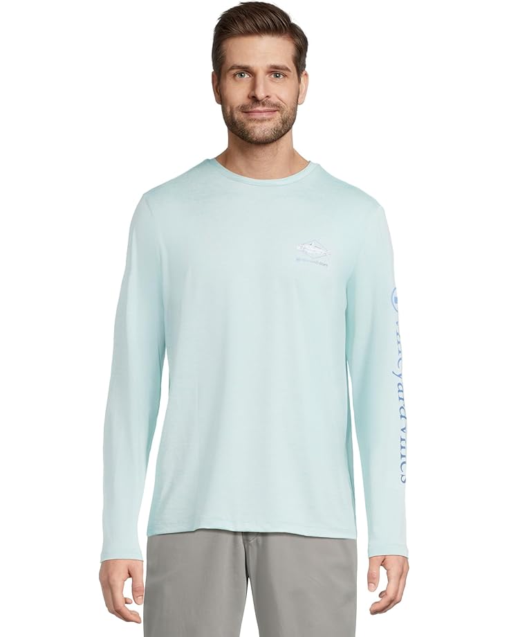 

Футболка Vineyard Vines Long Sleeve Painted Bonefish Tee, цвет Aqua Haze Heather