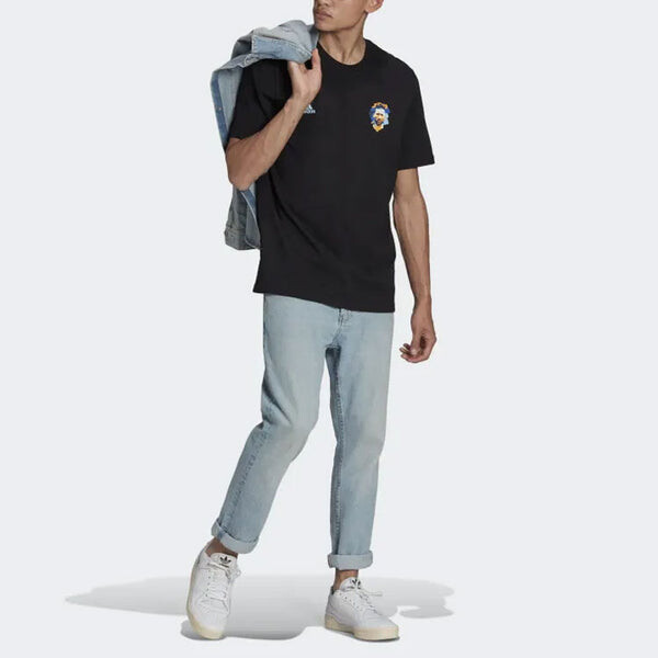 Футболка adidas Messi Subject Solid Color Back Alphabet Numeric Round Neck Short Sleeve Black, мультиколор — фото 2