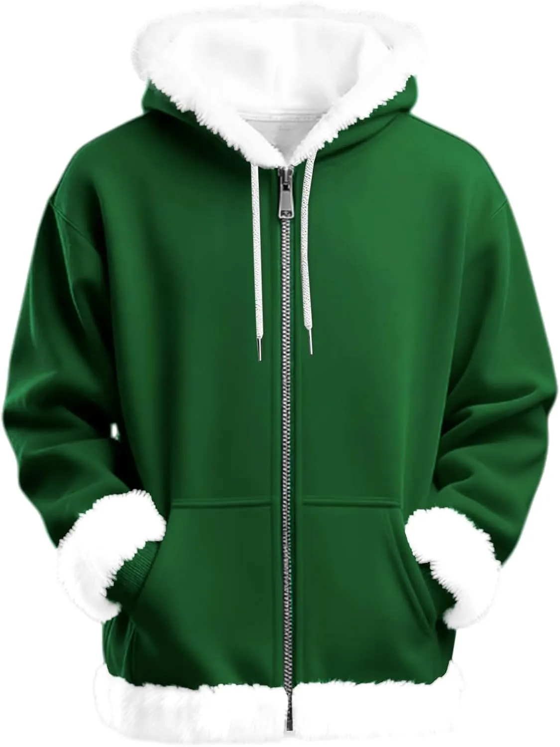 

Мужская рождественская толстовка Wankang с длинными рукавами, капюшоном и меховым воротником