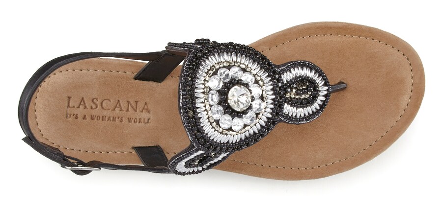Сандалии с т-образным ремешком LASCANA T-Bar Sandals, черный — фото 3