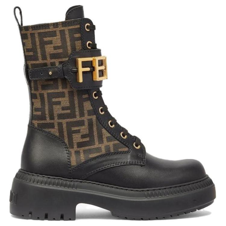 Графи Байкер Ботинки Женские FENDI, Тёмно-коричневый — фото 3