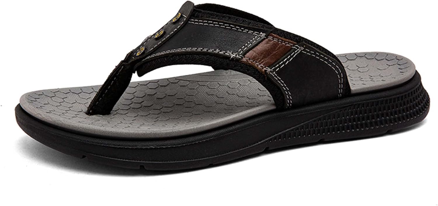 

Мужские шлепанцы из коровьей кожи, повседневные шлепанцы, удобные и легкие сандалии для прогулок Generic, черный