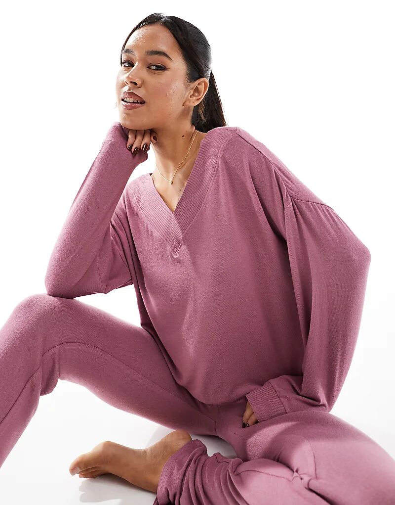 

Супермягкая толстовка Cotton On Lounge с V-образным вырезом, цвет стираный ягодный