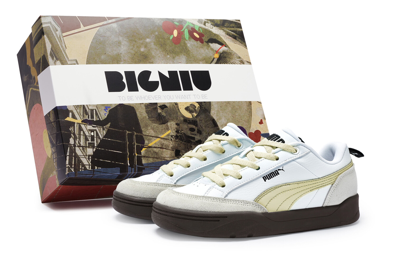 Кроссовки Puma Park Lifestyle Skateboarding Shoes Unisex Low-top Grey/Beige/White, белый