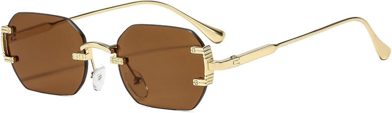 

Солнцезащитные очки без оправы, прямоугольные, в винтажном стиле, с металлическими оправами, модные женские солнцезащитные очки с многоугольными линзами, защита от ультрафиолета UV400 helena, C4