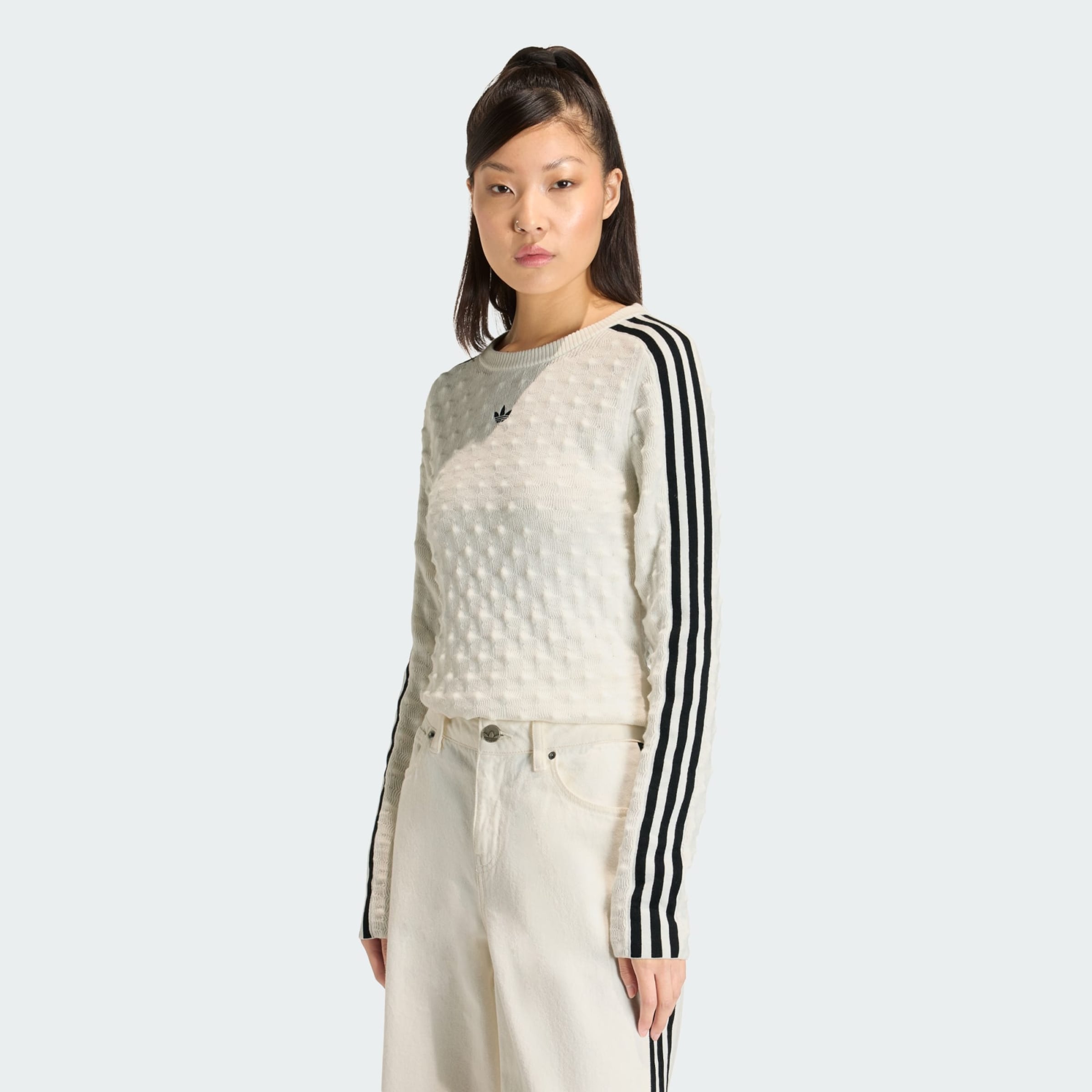 Adidas Originals Свитер 'SLIM SOLID SPIKE KNIT' в цвете White — фото 2