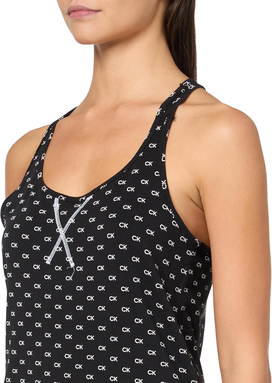 

Женский пижамный комплект Calvin Klein: майка и боксеры, Black W. White Allover Ck Logo