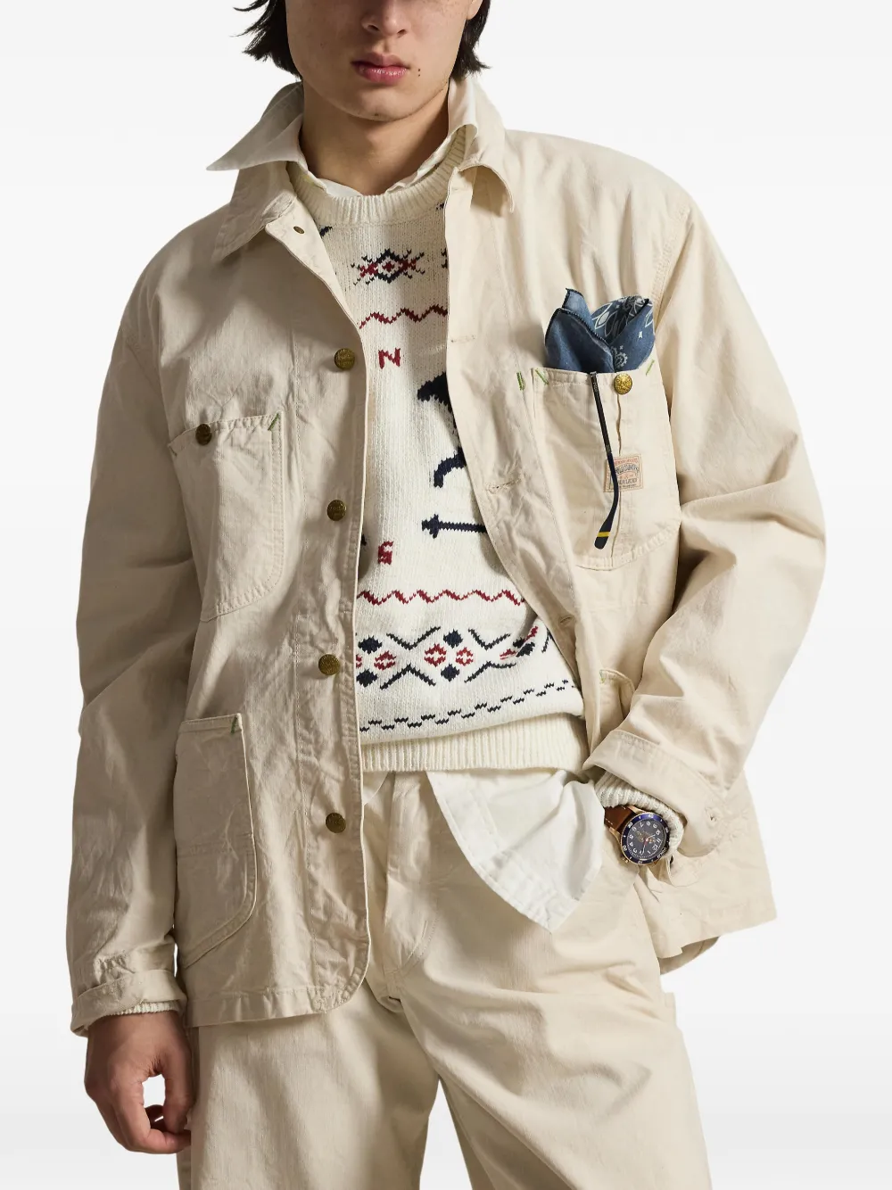 Жакет с накладными карманами на пуговицах Polo Ralph Lauren, бежевый — фото 3