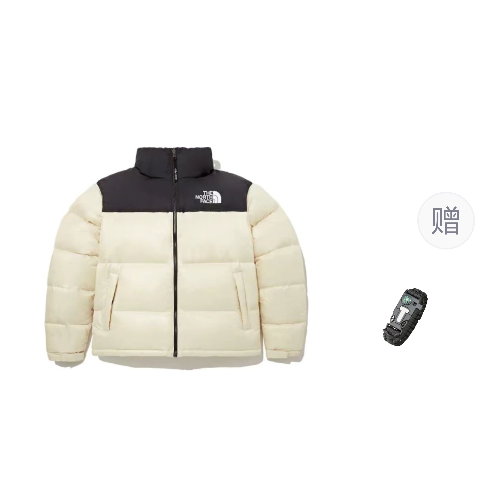 

THE NORTH FACE Пуховик унисекс кремовый браслет выживания