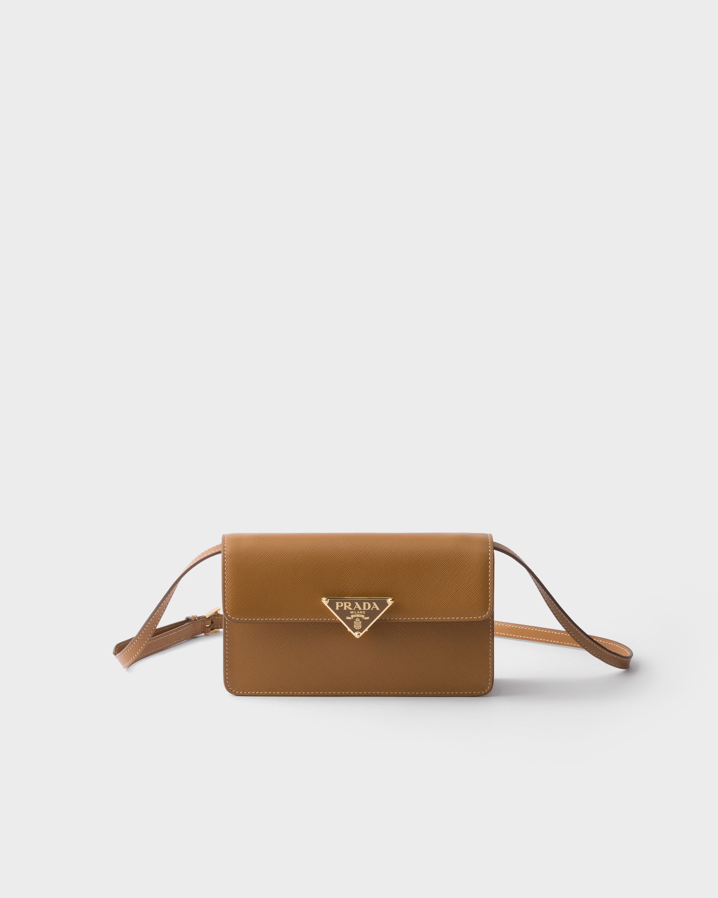 

Мини-сумка из сафьяновой кожи Prada, коричневый