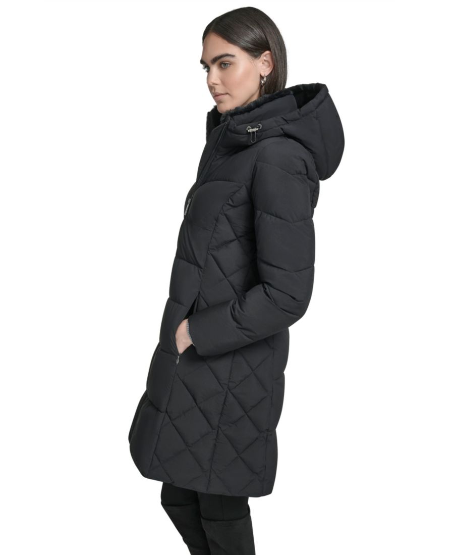 Женская пуховая куртка с воротником и капюшоном Calvin Klein, Black — фото 4
