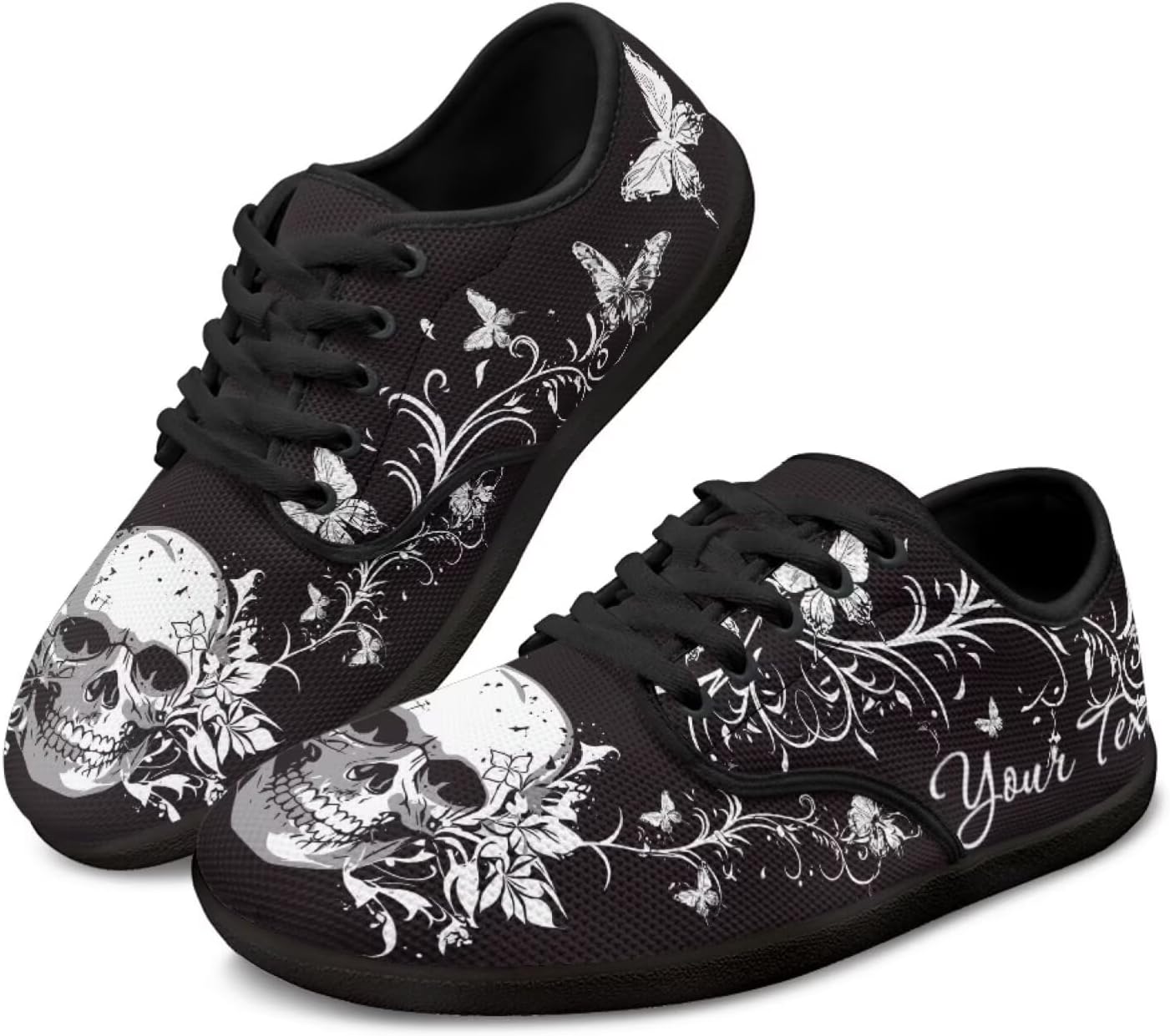

Персонализированные кроссовки с изображением черепа для бега, тенниса, для женщин и мужчин, лоферы для вождения, плоские кроссовки для ходьбы Ecaestolph, черный
