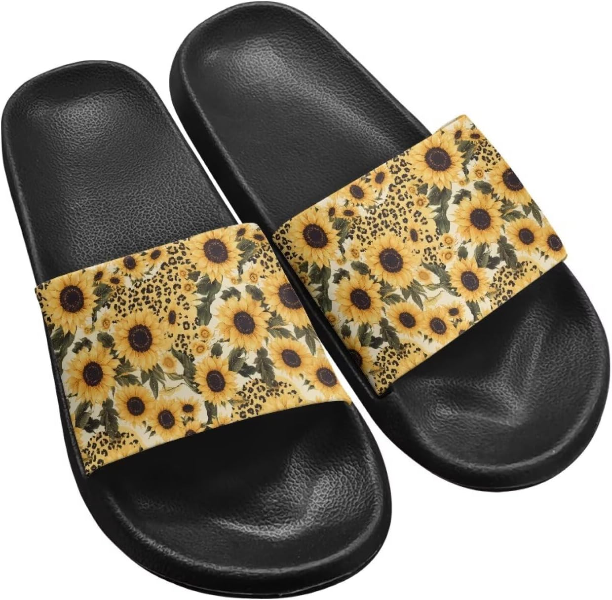 

Тапочки Hechitok для женщин и мужчин, шлепанцы для душа и дома, удобные и мягкие плоские сандалии из ЭВА, Sunflower Leopard