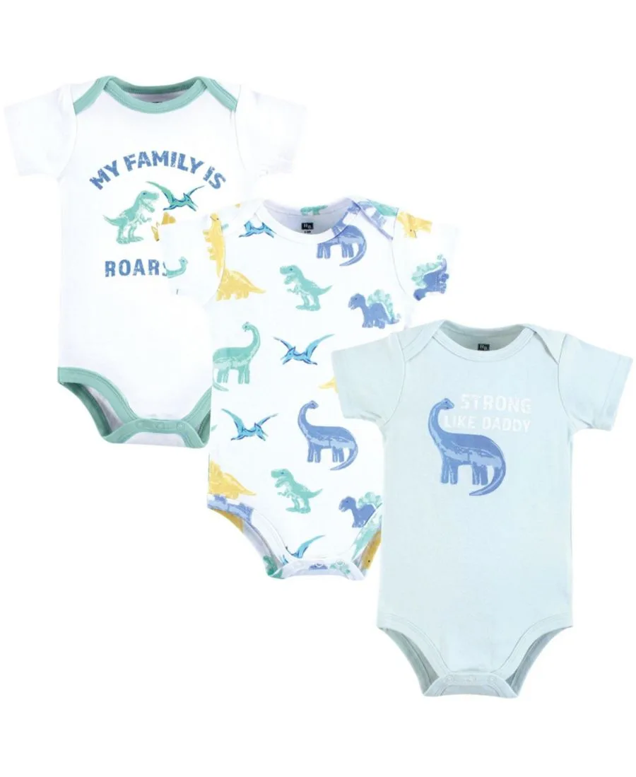 Комплект из трех мягких хлопковых боди Hudson Baby, Family Dino