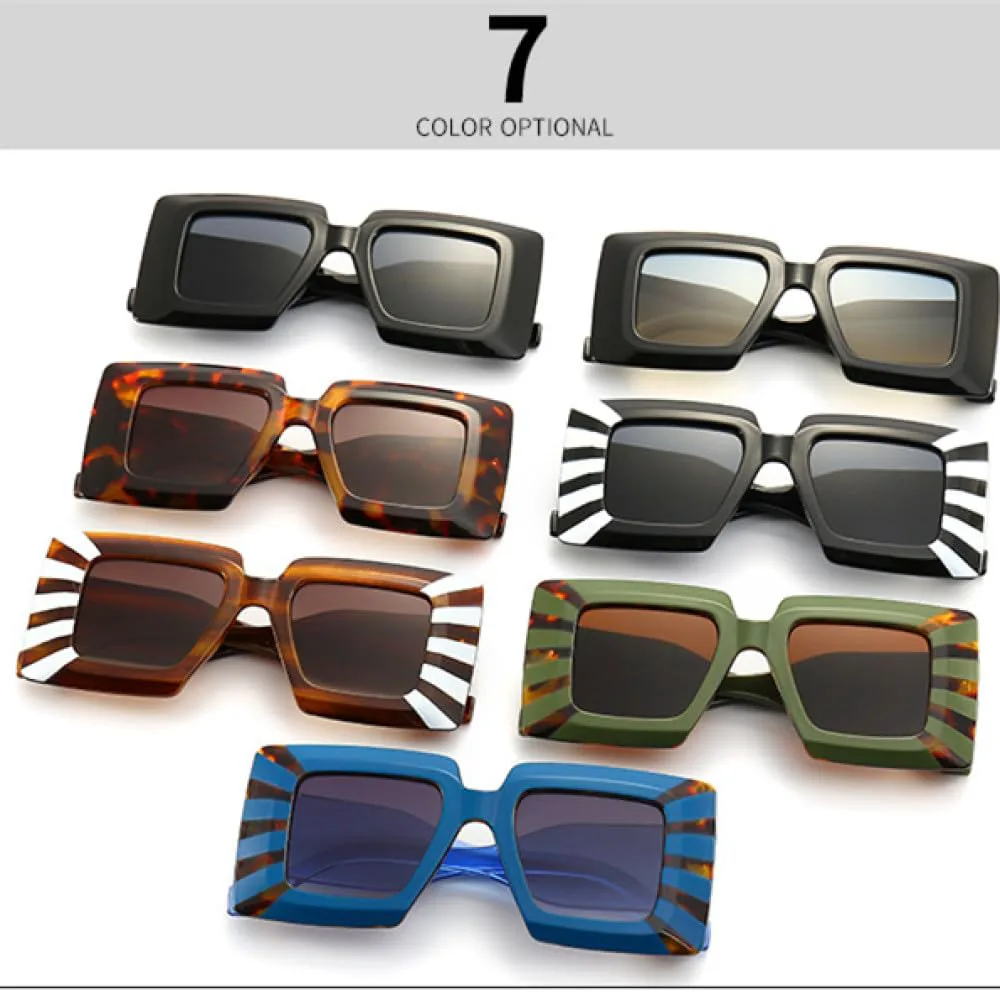 

Большие солнцезащитные очки в винтажном стиле с полосками, контрастными цветами, защита от УФ-излучения UV400, сине-серые, один размер TYUVIVO, Blue Grey