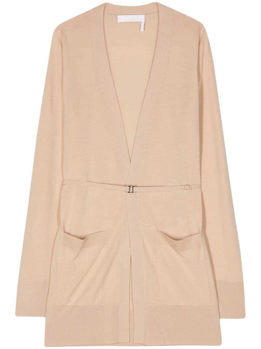 

Шерстяной кардиган с поясом CHLOÉ, нейтральный