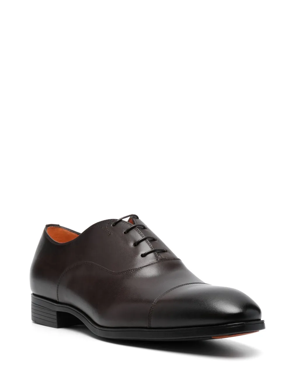Туфли на шнуровке с миндалевидным носком Santoni, коричневый — фото 2