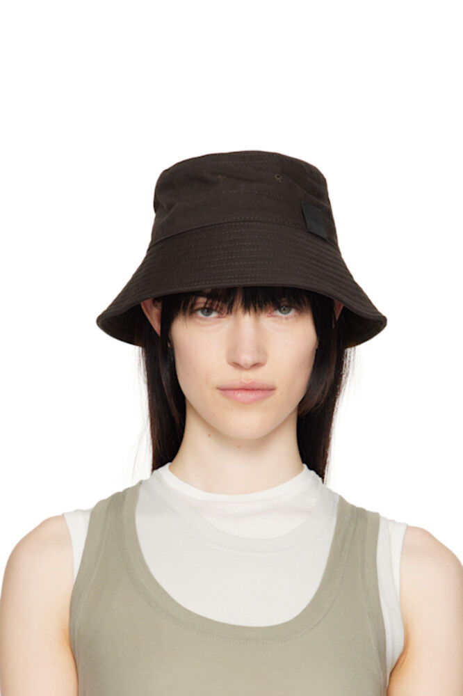 

Коричневая шляпа-ведро с логотипом Jil Sander