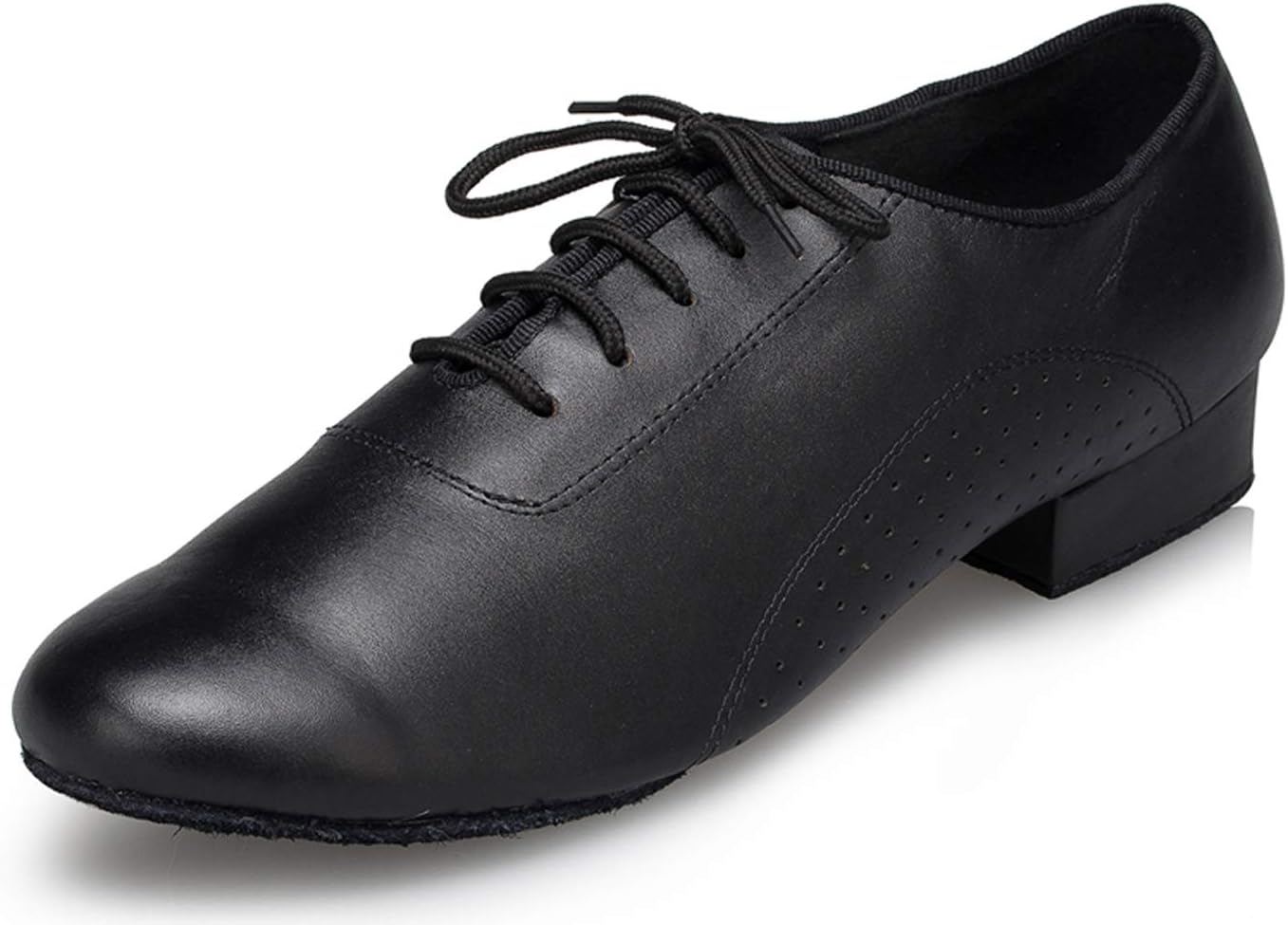 

Мужские танцевальные туфли Honeystore с шнуровкой, кожаные, круглый носок, современные для танго, джаза, бальных и латинских танцев, черный