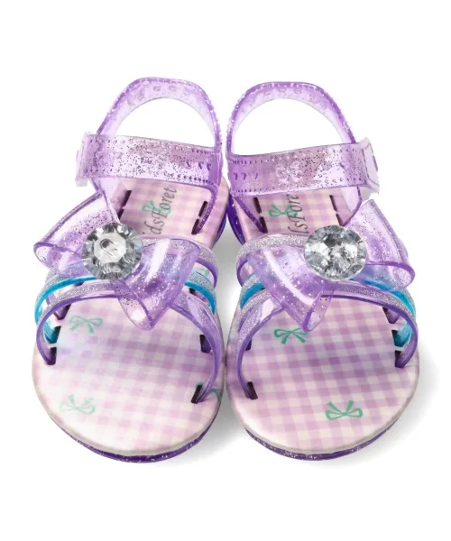 Детские сандалии Kids Foret с блёстками и бантом розовые — фото 2