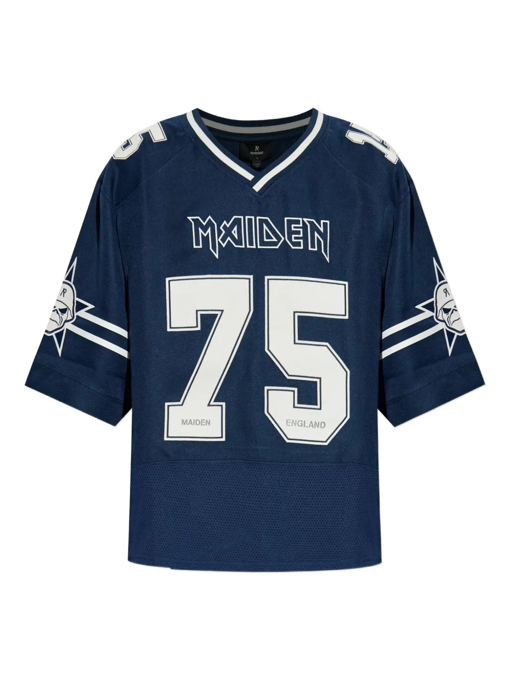 

Футболка X Iron Maiden Anniversary number 75 star-embellished jersey Represent, синий