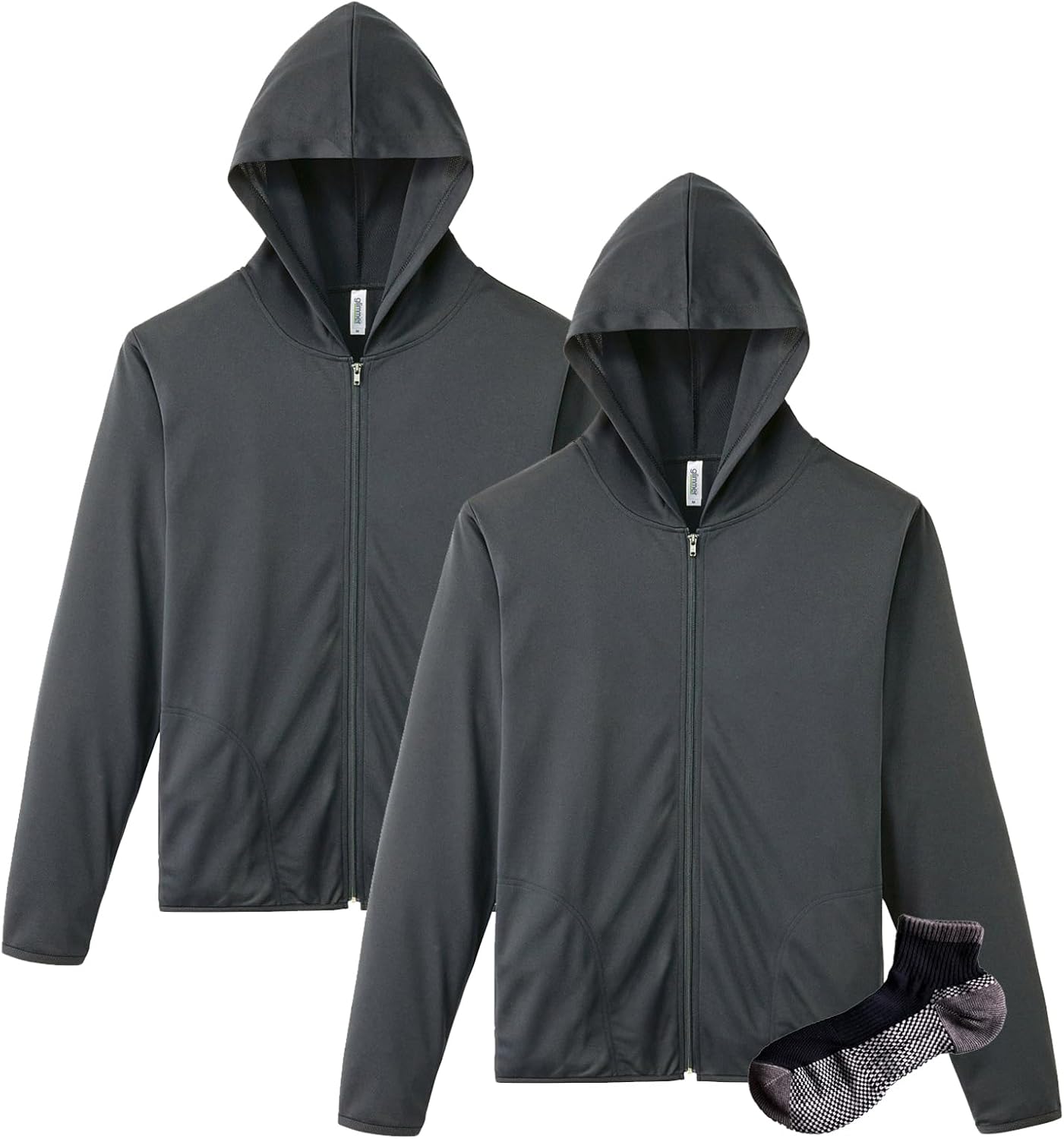 

Мужская толстовка на молнии Glimmer 00338-AMZ, плотность ткани 4,4 унции, быстросохнущая, с длинными рукавами, с защитой от УФ-излучения, темно-серый