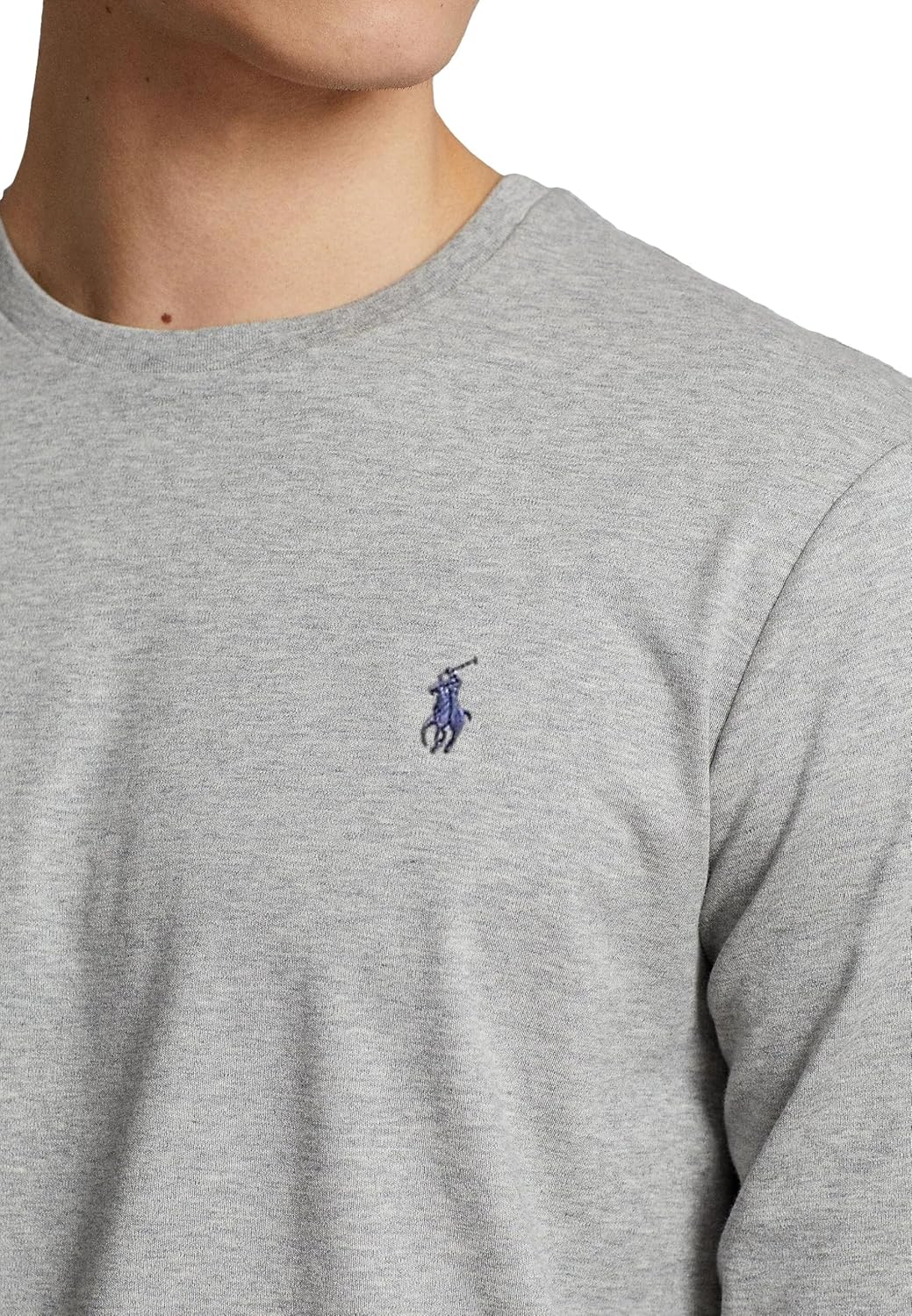 Мужская футболка POLO RALPH LAUREN Classic Fit Soft Touch с длинным рукавом, Ralph Lauren Grey Heather — фото 4