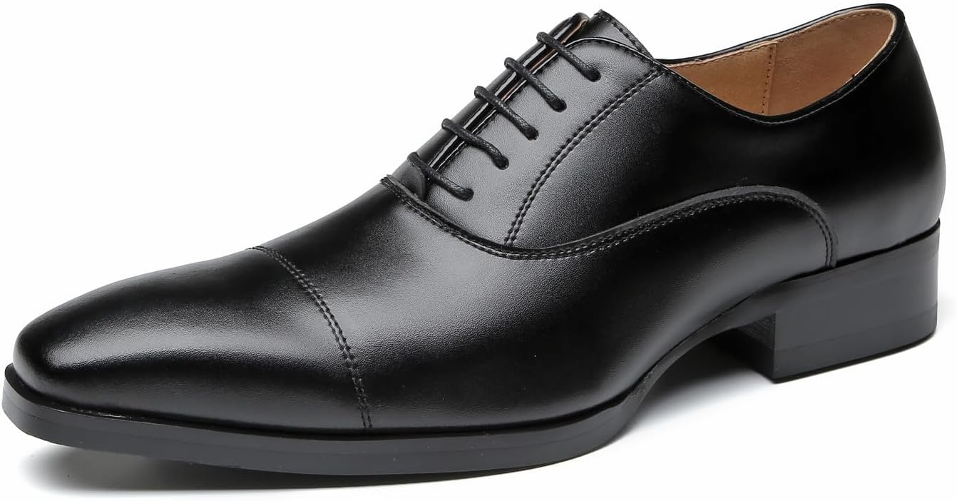 

Мужские оксфорды Формальная обувь из кожи для свадьбы, смокинга, деловые дерби, модная повседневная обувь для мужчин Santimon, черный