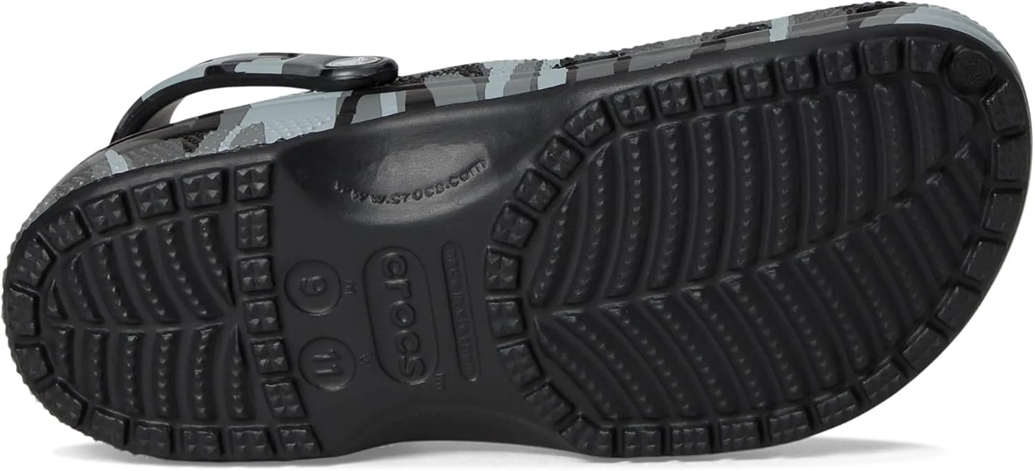 Crocs Унисекс, взрослые, классические сабо, сезонный графический принт, деревянные туфли, черный/серый — фото 3