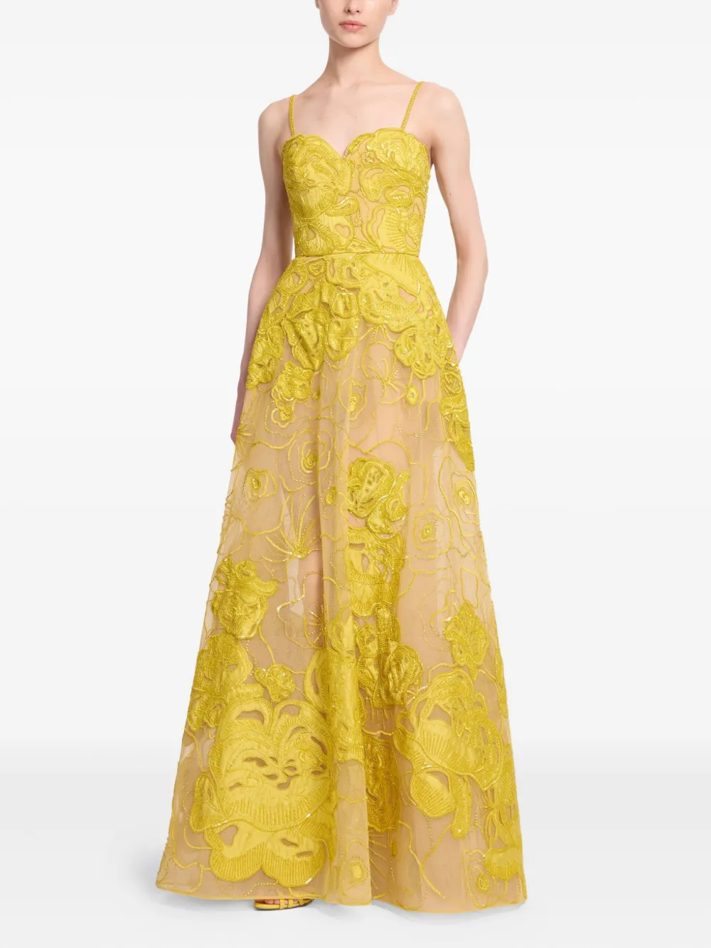 

Макси-платье с бусинами Elie Saab, желтый