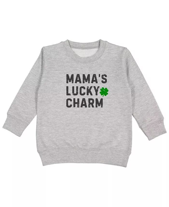 

Толстовка с надписью «Mama's Lucky Charm» ко Дню Святого Патрика для малышей и мальчиков Sweet Wink, серый