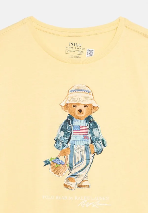 Платье из хлопкового трикотажа с изображением медведя поло Polo Ralph Lauren, Yellow — фото 4