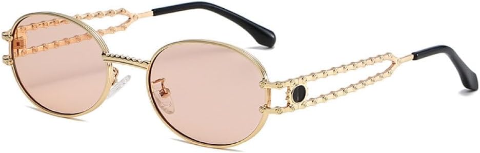 

Солнцезащитные очки MUTYNE в стиле стимпанк для мужчин и женщин, винтажные металлические овальные солнцезащитные очки, модные очки с защитой от УФ-излучения UV400, Pink