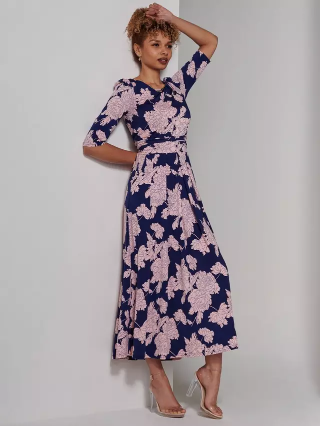 

Платье Jolie Moi Parker Floral Print Midi, темно-синий
