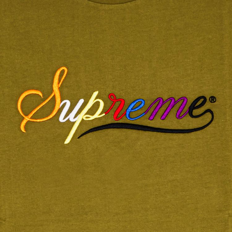 Футболка Supreme с коротким рукавом и курсивным шрифтом, зеленый — фото 2