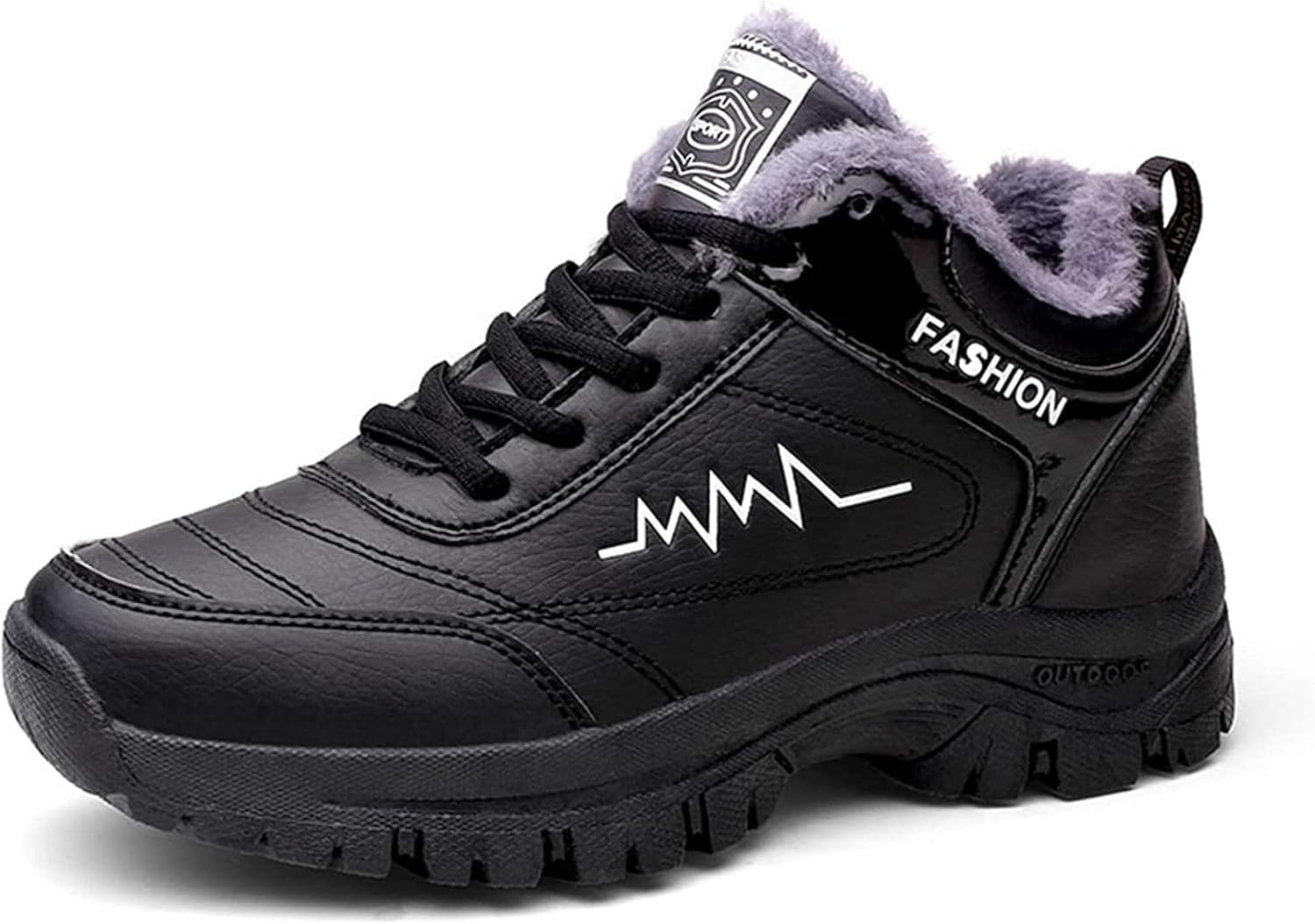 

Мужские зимние теплые повседневные кроссовки Yiozoi с плюшевой подкладкой, низкие спортивные с ремешком для улицы, черный