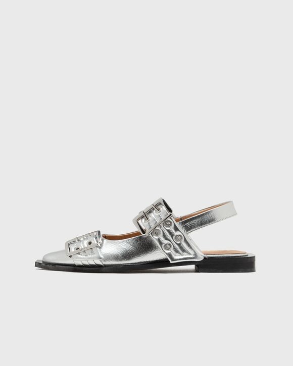 

Туфли Ganni Feminine Buckle Ballerina Metallic, серебряный