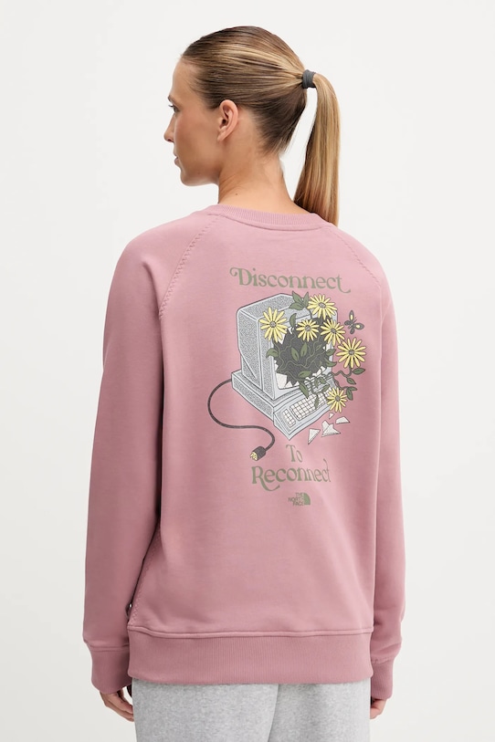 

Хлопковая толстовка Connect Relaxed The North Face, розовый