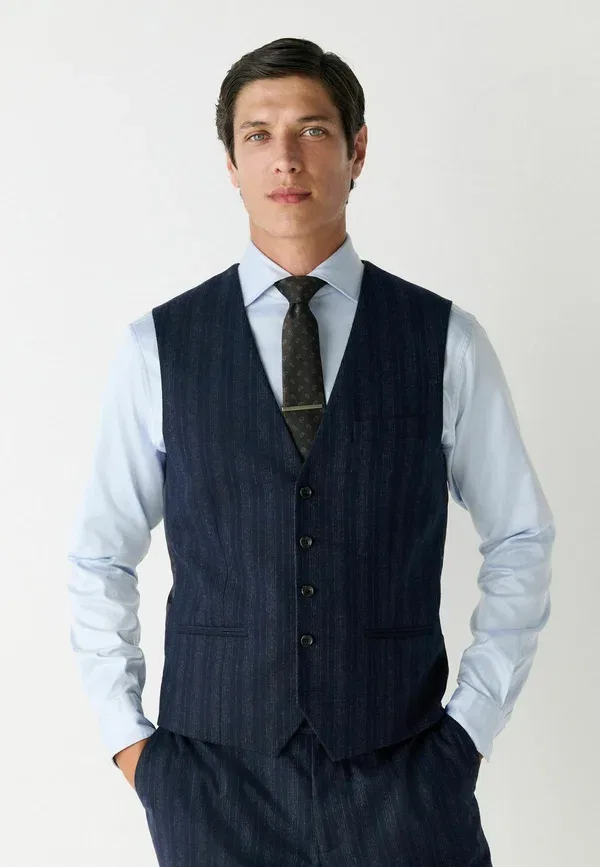 Жилет Regular fit striped blend waistcoat Next, темно-синий