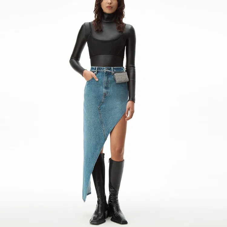 Джинсовая длинная юбка женская винтажная medium blue Alexander Wang, Vintage Medium Blue — фото 3