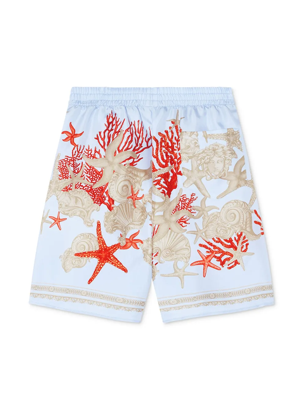 Шелковые шорты с узором Barocco Sea Versace Kids, синий — фото 2