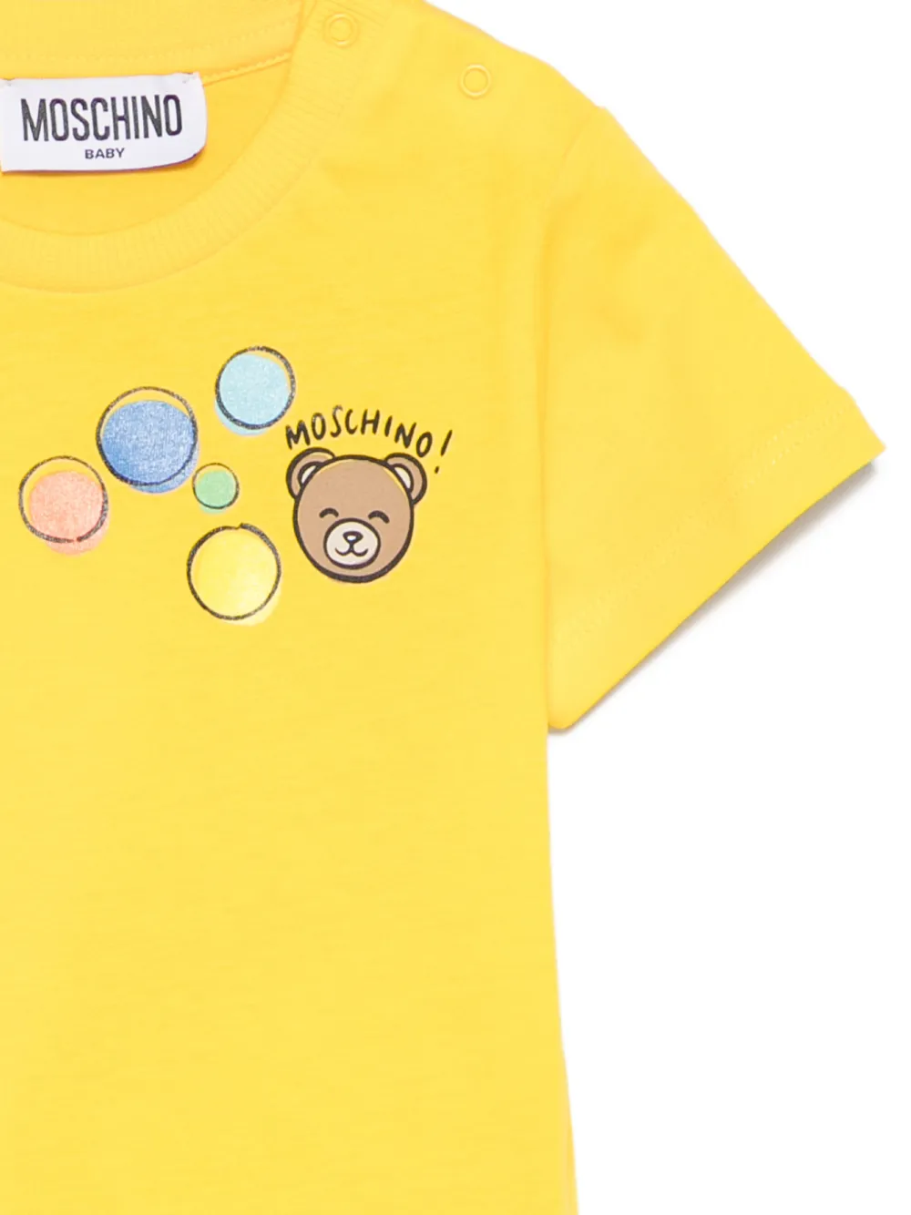 Футболка с принтом мишки Moschino Kids, желтый — фото 3