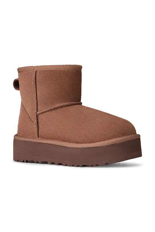 Детские зимние сапожки CLASSIC MINI PLATFORM из замши Ugg, коричневый — фото 2
